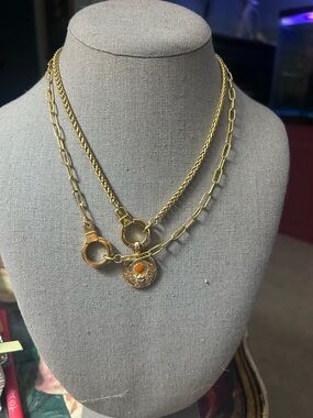Gold Layered Chain Necklaces with scarab charm Air & Anchor